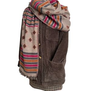 Eyeful Reversable Earthy Western Cotton Wool Shawl Wrap Scarf 24 x 72